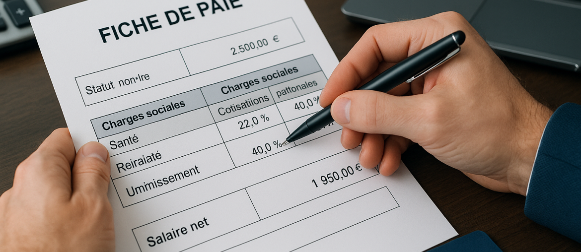 Charges sociales sur la fiche de paie : calculs, taux et exemples par statut Pédagogique et concret