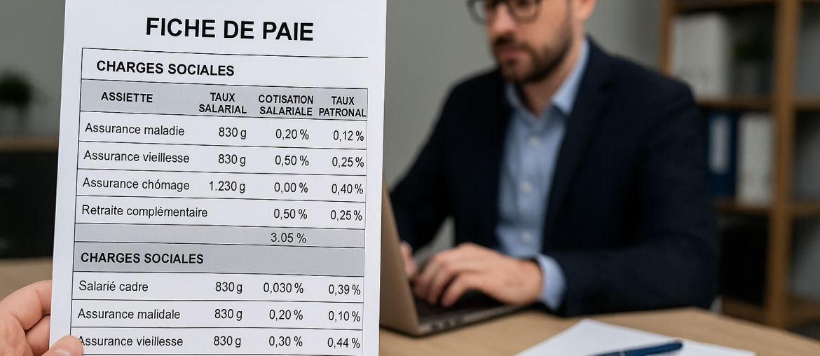 Charges sociales sur la fiche de paie : calculs, taux et exemples par statut Pédagogique et concret